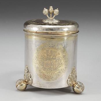 A Baltic 17th century parcel-gilt tankard, makers mark of Andreas Brackfeldt, Riga (1661-1697).