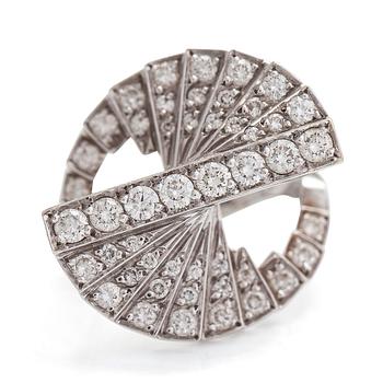 An 18K white gold 'Escalier' ring with diamonds ca 2.04 ct in total by Alain Roure, France.