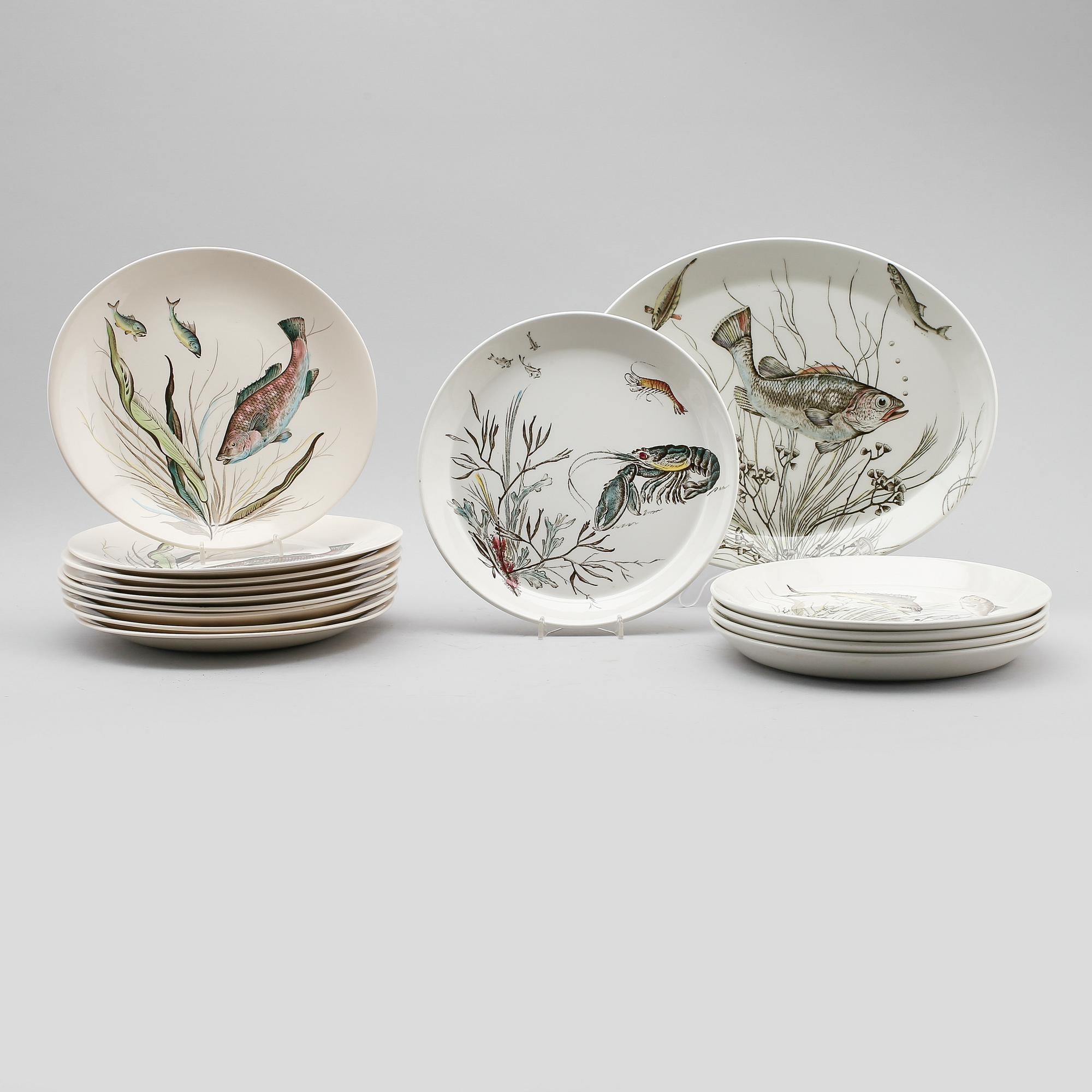 FISKSERVIS, 15 delar, porslin, "Fish", Johnson Bros, England.