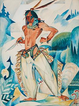 282. Gösta Adrian-Nilsson, "Indian" in a cubist landscape.