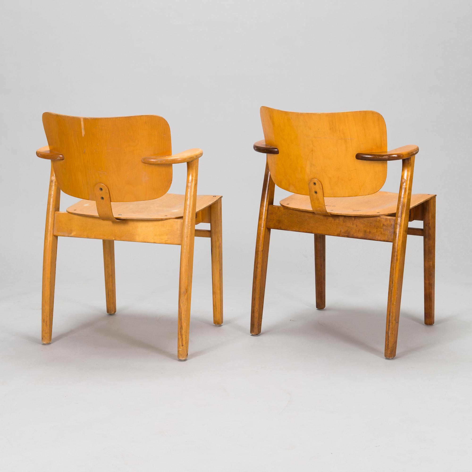 Ilmari Tapiovaara, four late 1940's 'Domus' chairs for Keravan Puutoellisuus, Finland.