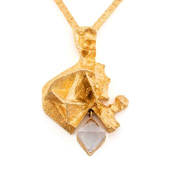 543. Björn Weckström, an 18K gold and rock crystal necklace for Lapponia, Finland.