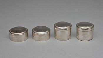 DOSOR, 4 st, silver, bla Johannes Lagerdahl, Eksjö (1797-1804), 1700/1800-tal. Vikt ca 288 g.