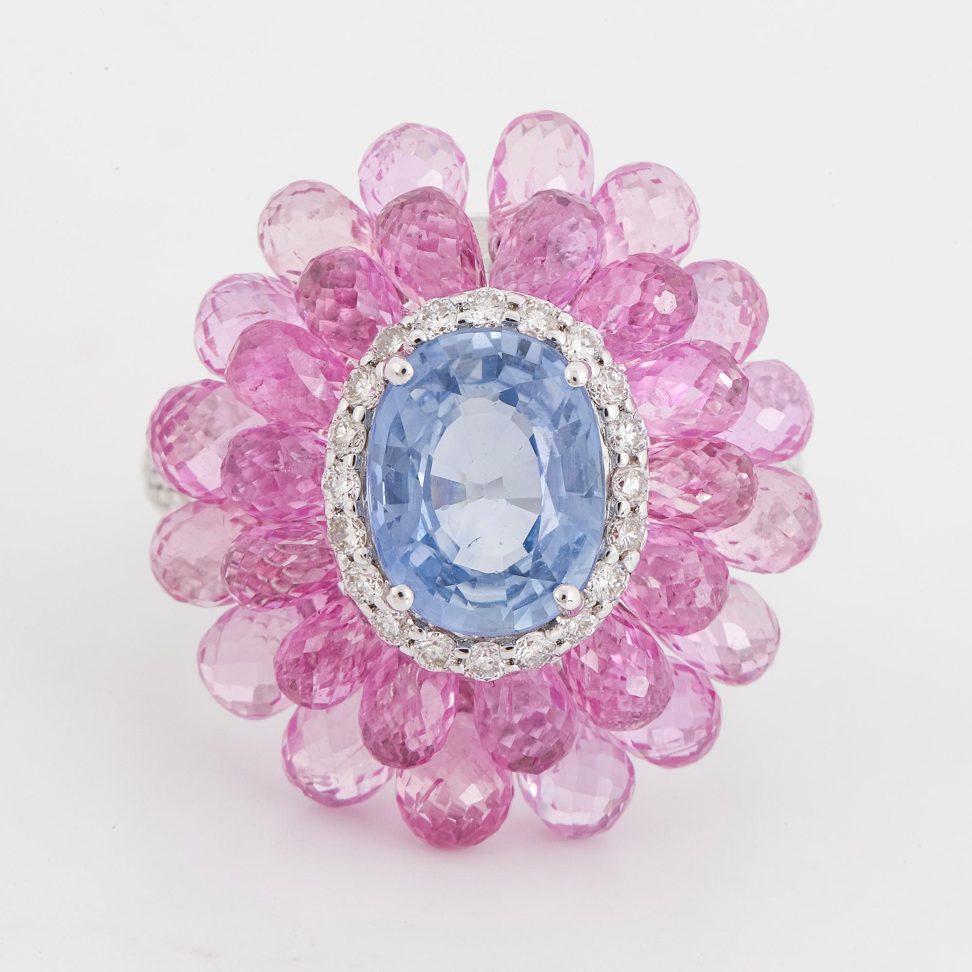 Sapphire, briolette-cut sapphire and brilliant-cut diamond cocktail ring.