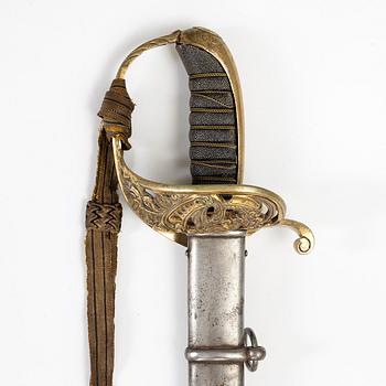Saber, Swedish, m/1859 for infantry officer, with scabbard.