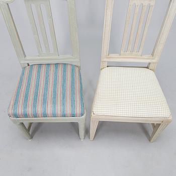 A set of six similar painted Gustavian chairs, 18th/19th century.