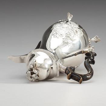 A Swedish 18th century silver coffee-pot, makers mark of  Olof Löfvander d.ä.:s widow, Luleå 1788.