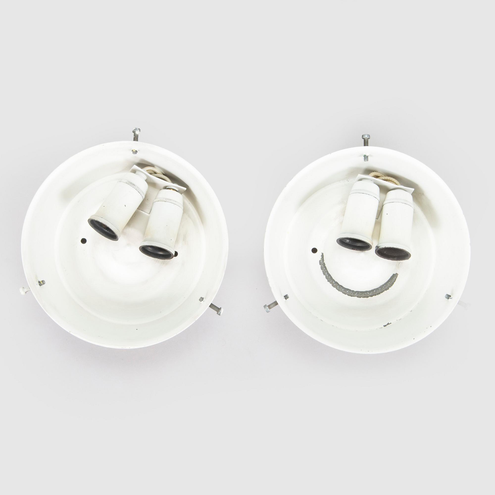 Arne Jacobsen, a pair of 1960's 'AJ-Eklipta' ceiling / wall lamps, for Louis Poulsen/licensed manufacturer Orno, Stockmann.