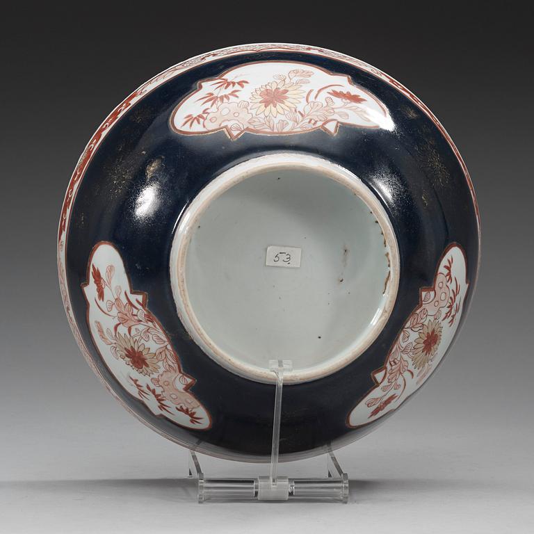 A powder blue punch bowl, Qing dynasty, Qianlong (1736-95).