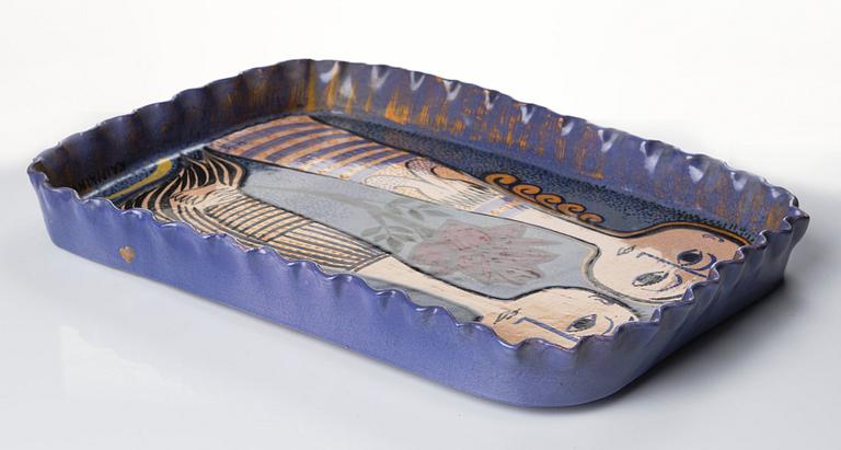 Birger Kaipiainen, a rectangular ceramic tray, Arabia, Finland 1950s.
