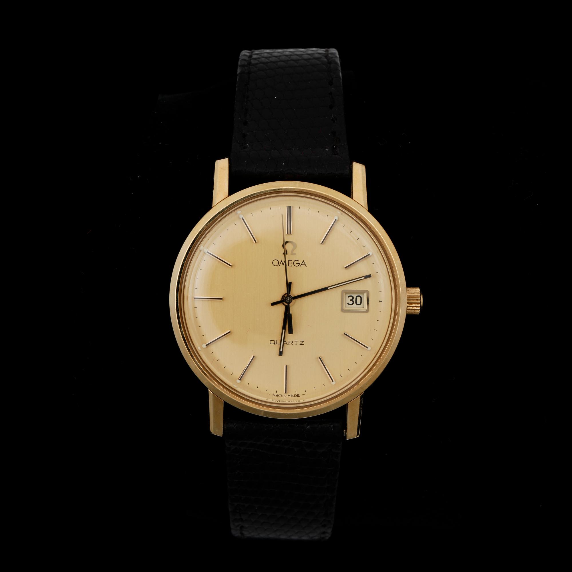 ARMBANDSUR, herr, Omega, Quartz. doublé/stål, 1980-tal.