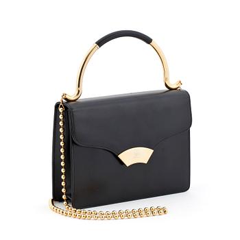 461. KARL LAGERFELD, a black leather top handle bag.