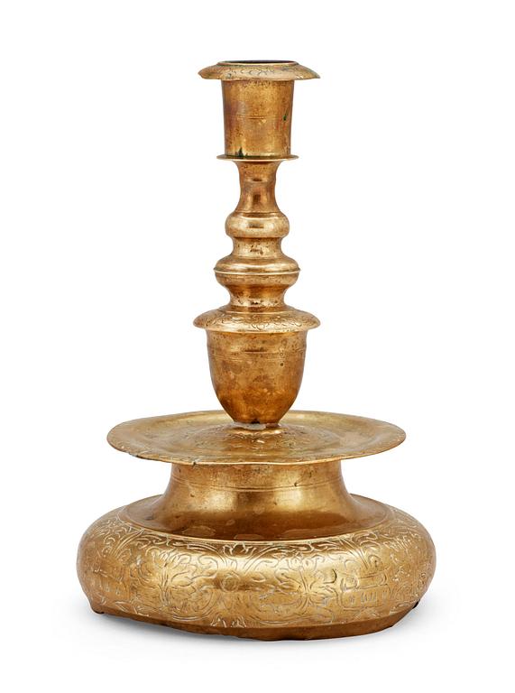 A Baroque brass candlestick, Nürnberg second half 17th century.