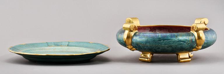 PARTI FLINTGODS, 4 delar, Josef Ekberg, Gustavsberg, 1900-talets första hälft.