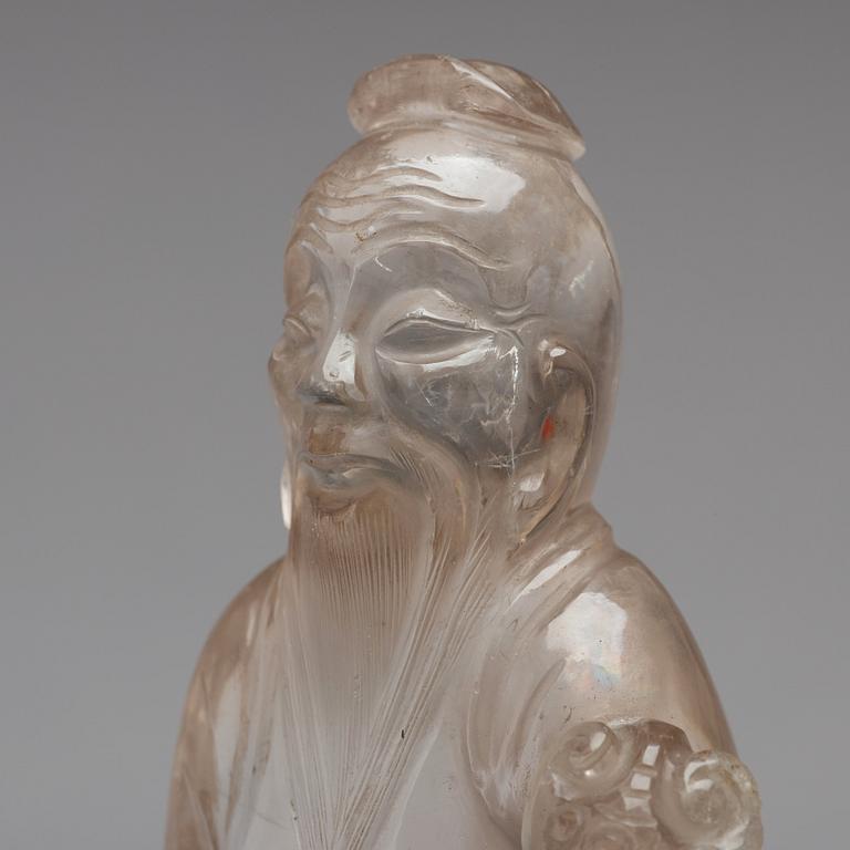 A rock chrystal figure of Shoulau, late Qing dynasty.