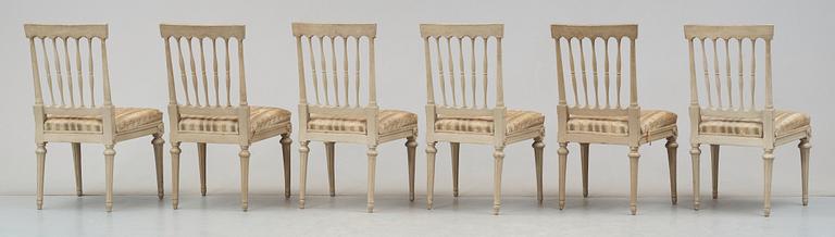 Six Gustavian 18th century chairs by E Öhrmark.