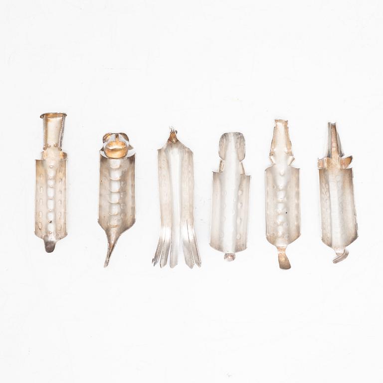 Gunnar Cyrén, six silver butter knife rests, CG Hallberg, Stockholm, 1956.