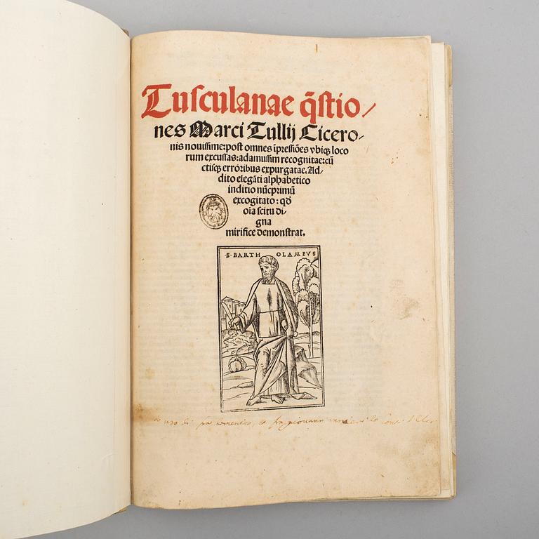 BOOK, Cicero’s Tusculan Disputations, Venice 1516.