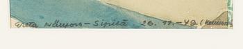 Greta Hällfors-sipilä, watercolour, signed and dated 26.11.-49 Kellokoski.