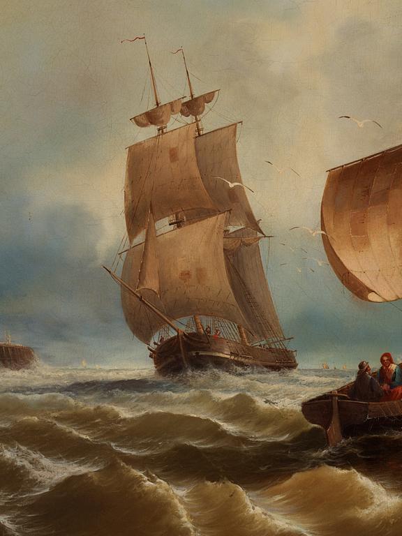 Ferdinand Friedrich Weiss, Marine with sailing ship off the coast.