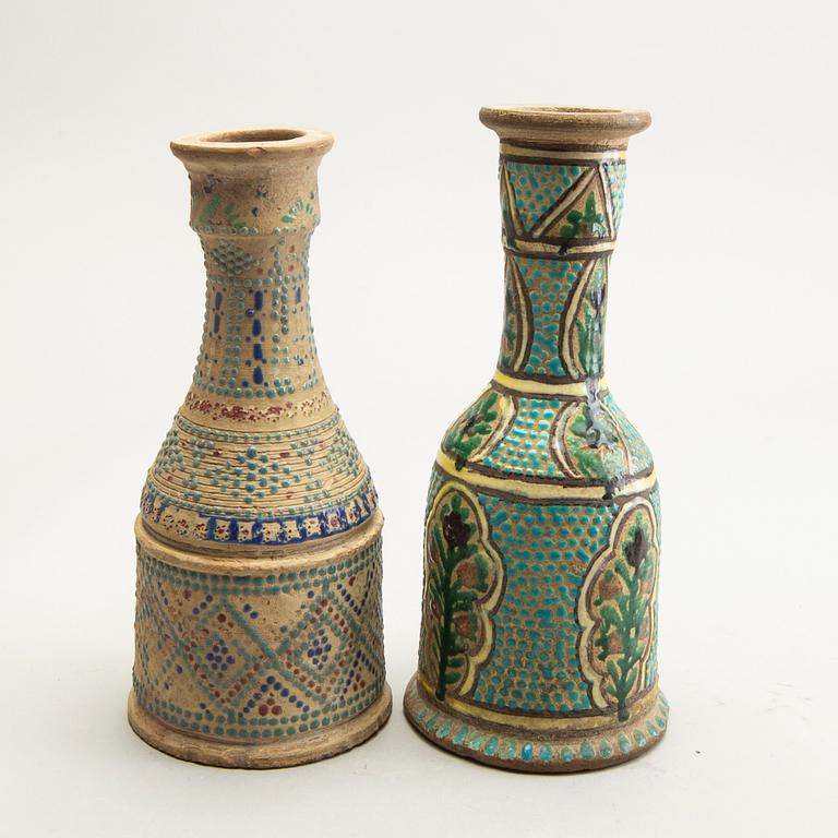 A group of 4 water pip bottles, Persia, presumably circa 1900.