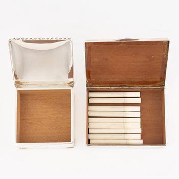 Cigarette cases 2 pcs, silver, CG Hallberg 1925 and 1934.