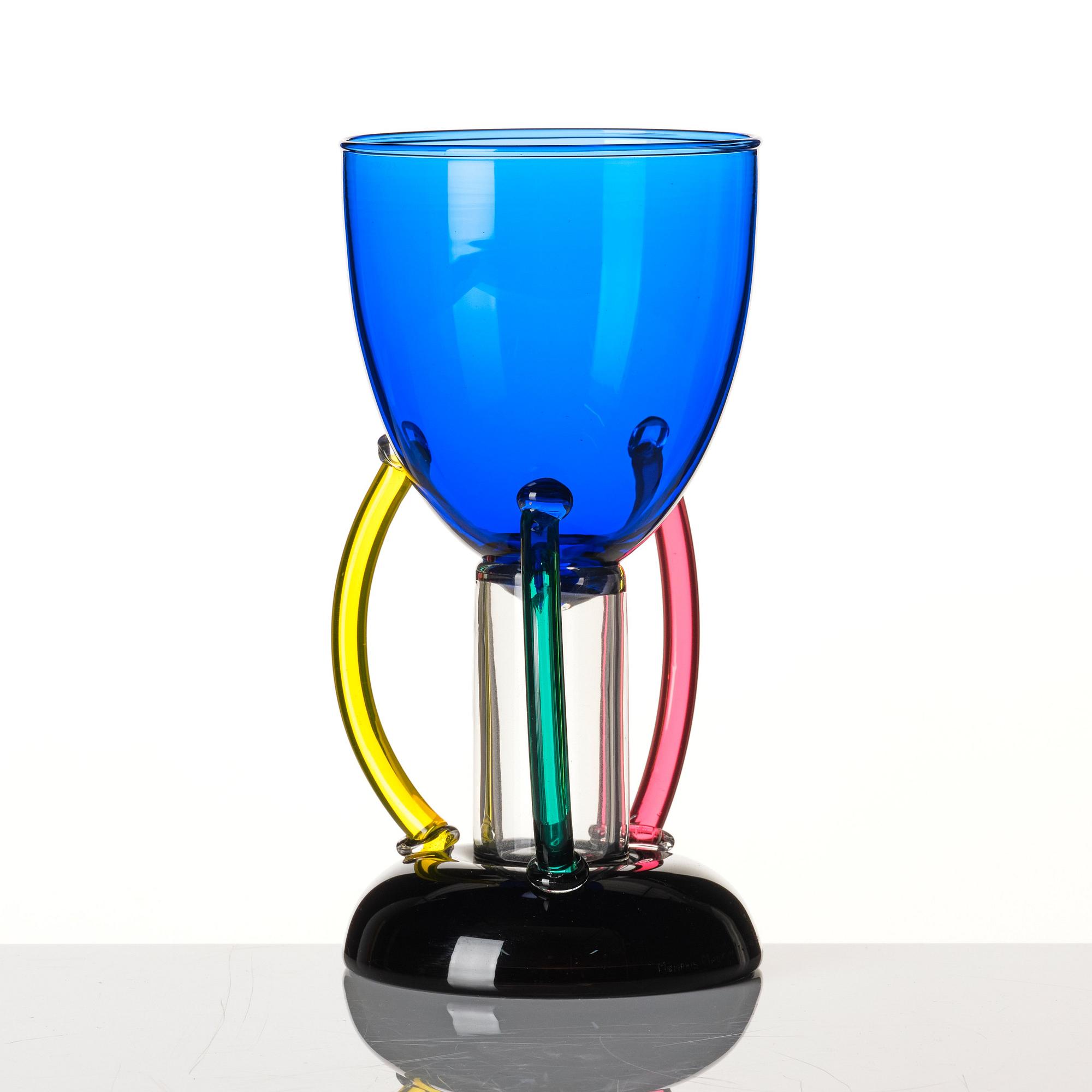 Ettore Sottsass, a Memphis glass goblet 'Deneb', Toso Vetri d'Arte, Italy, 1980s.