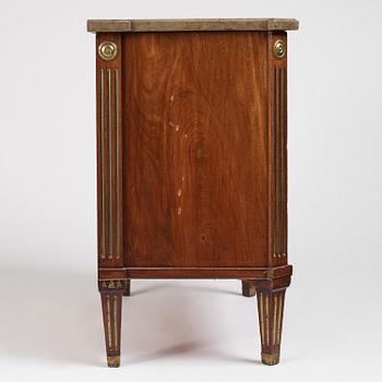 A late Gustavian mahogany commode by F. Iwersson (master in Stockholm 1780).