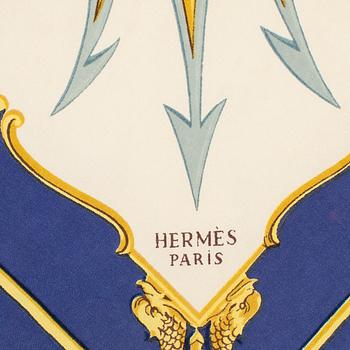 HERMÈS, scarf, "La Marine en Bois", Hugo Grygkar, original issue 1958.