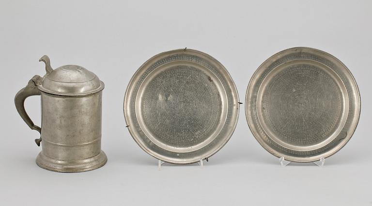 PARTI TENN, 4 delar, Bl.a. Samuel Pettersson Hult, Norrköping 1756-1771.