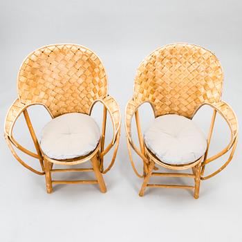 KORGSTOLAR, 2 st, BORD, "Le Corbusier", tillverkare Pascal Raffier Vannerie, Frankrike 1900-talets slut.