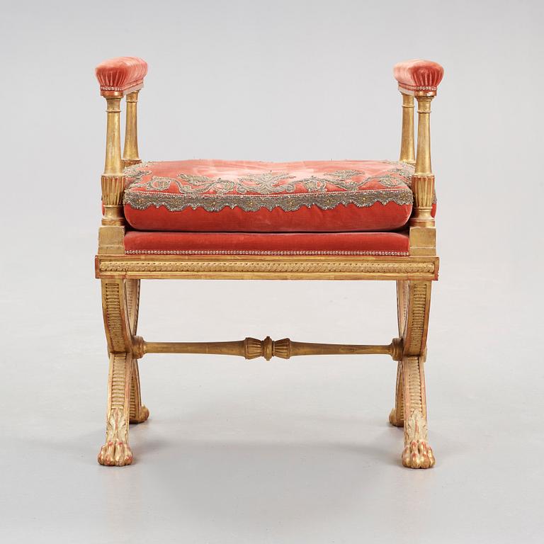 A Swedish Royal late Gustavian stool by Erik Öhrmark, master 1777.