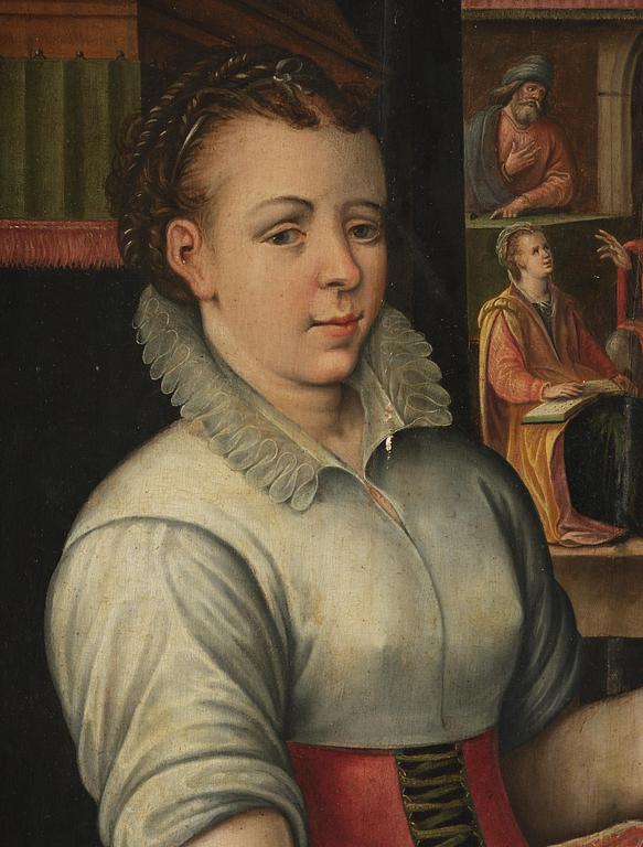 Joachim Beuckelaer, circle of/follower of, Kitchen scene with Jesus in the house of Martha and Mary in the background.