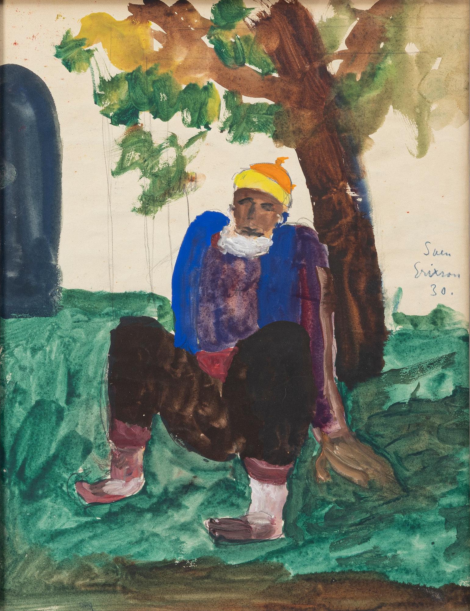 Sven X:et Erixson, Seated man by a tree.
