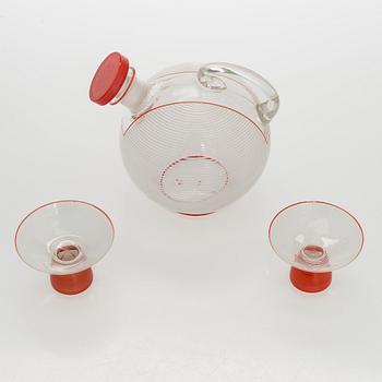 Karaff, samt två glas, Mellaneuropa 1900-talets mitt.