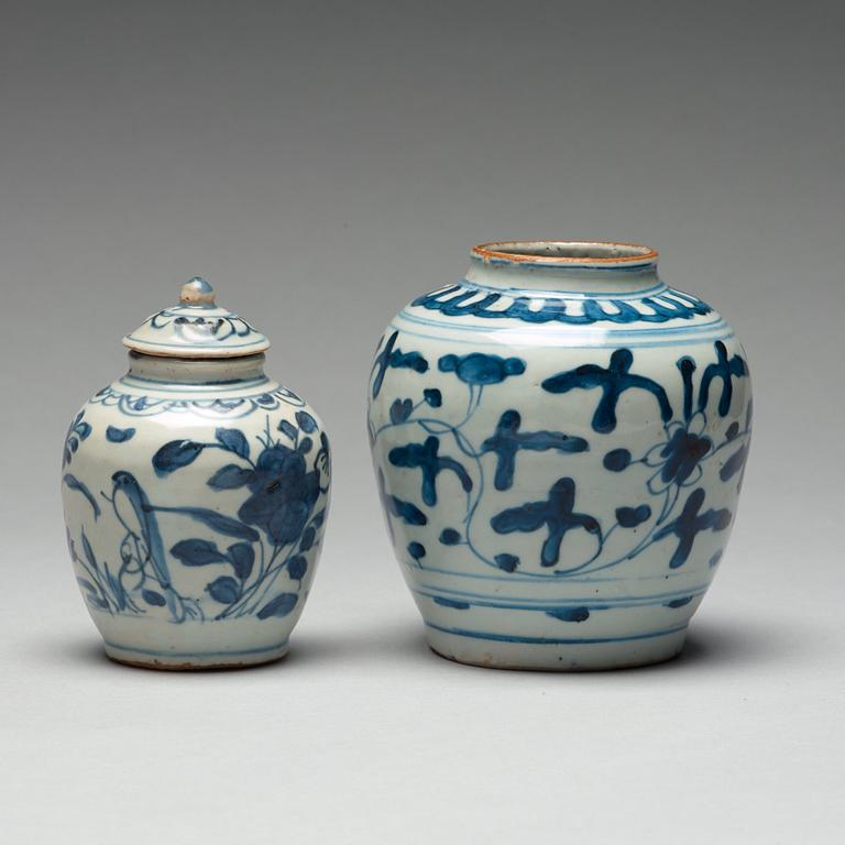 Two blue and white jars, Ming dynasty, 16th Century.