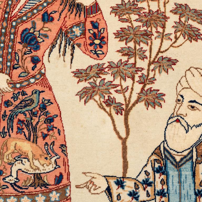 A signed Kashan 'Dabir' carpet, ca 206 x 136 cm.