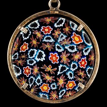 HÄNGE, glas och förgyllt silver, Italien, Millefiori, 1900-talets slut.