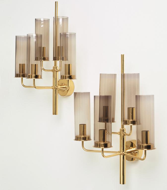 Hans-Agne Jakobsson, a pair of "Sonata" wall lamps model "V169-5", Hans-Agne Jakobsson AB, Markaryd, 1960-70's.