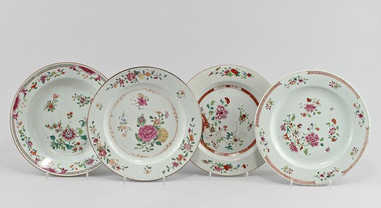 TALLRIKAR, 4 st, porslin, Kina, 1700-tal.