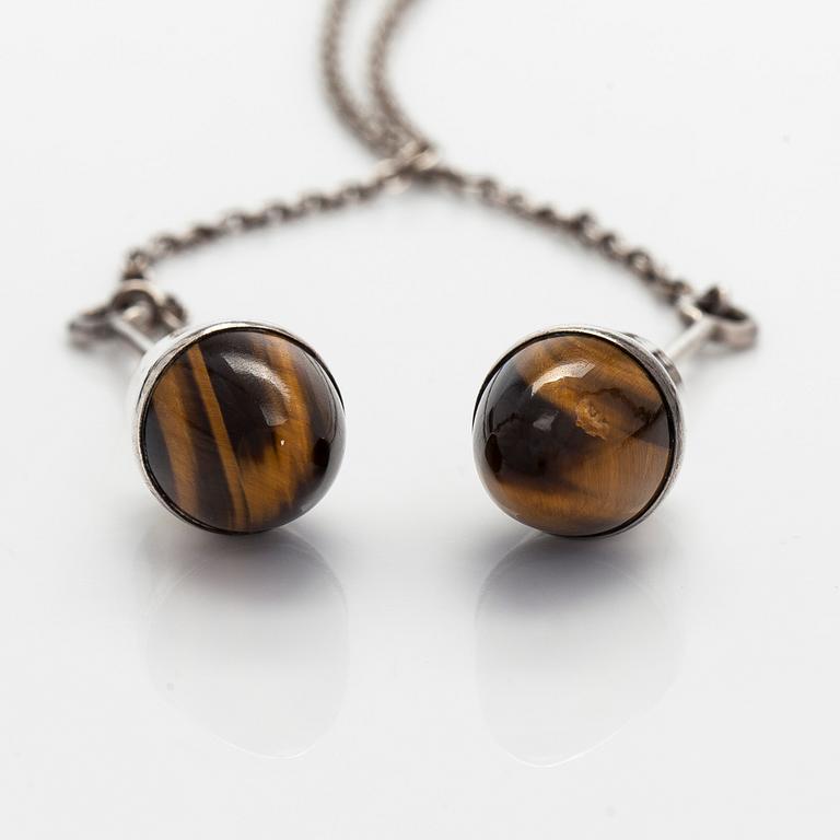 Elis Kauppi, pendant, silver, tiger's eye.