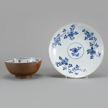 SKÅL SAMT FAT, porslin, Kina, 1700-tal.