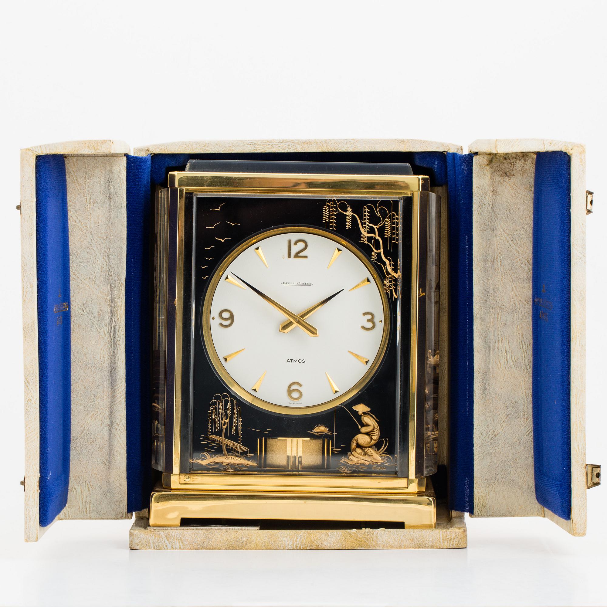 JAEGER-LE COULTRE, Atmos, "Black Chinoiserie Marina", table clock, 24 x 18,5 x 12,5 cm.