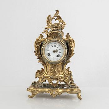 A Rococo Revival mantel clock, late 19th Century.