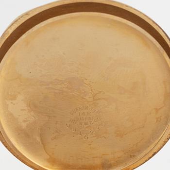 Waltham, pocket watch, 14k gold, 46 mm.