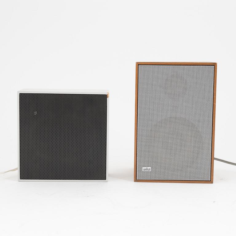 Dieter Rams, two speakers, model 'L 01' and 'L 300', Braun, 1959 and 1965.