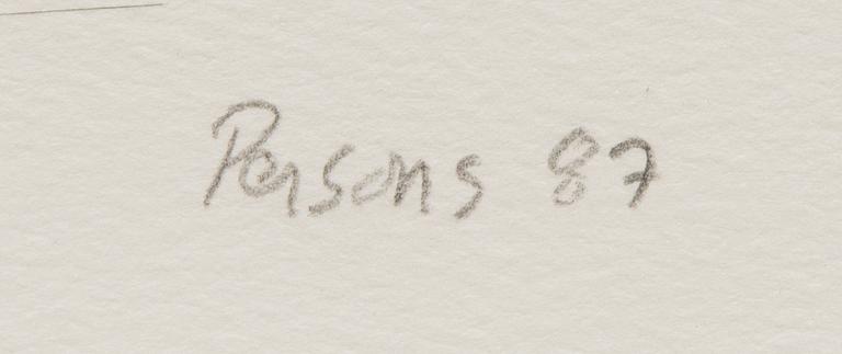 TIMOTHY PERSONS, serigrafia, signeerattu, päivätty 87 ja numeroitu 15/25.