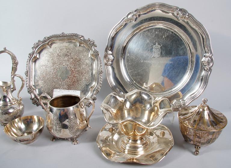 PARTI NYSILVER, 9 delar, 1800-1900-tal.