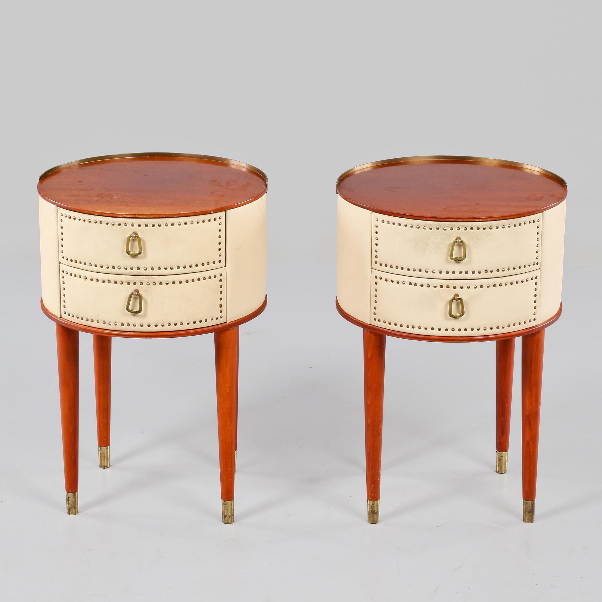 NATTYGSBORD, ett par, Halvdan Pettersson, Möbelfabrik, Tibro, 1950-tal.