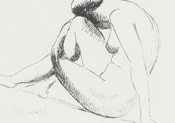 Isaac Grünewald, indian ink drawing, signed.